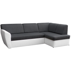 Narożnik z funkcją spania LUDE biało-szary prawostronny 245x155 cm