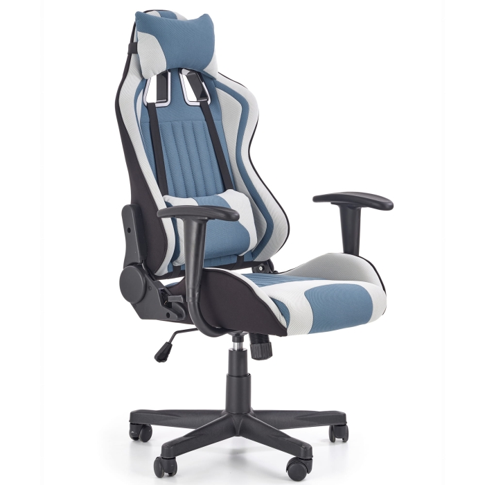 Fotel kubełkowy gamingowy szary niebieski CAYMAN