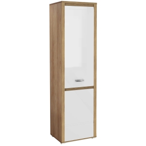 Biała szafa jednodrzwiowa 58 cm hikora naturalna Grand