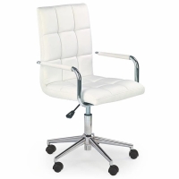 Fotel do biurka obrotowy młodzieżowy z ekoskóry biały GONZO 2