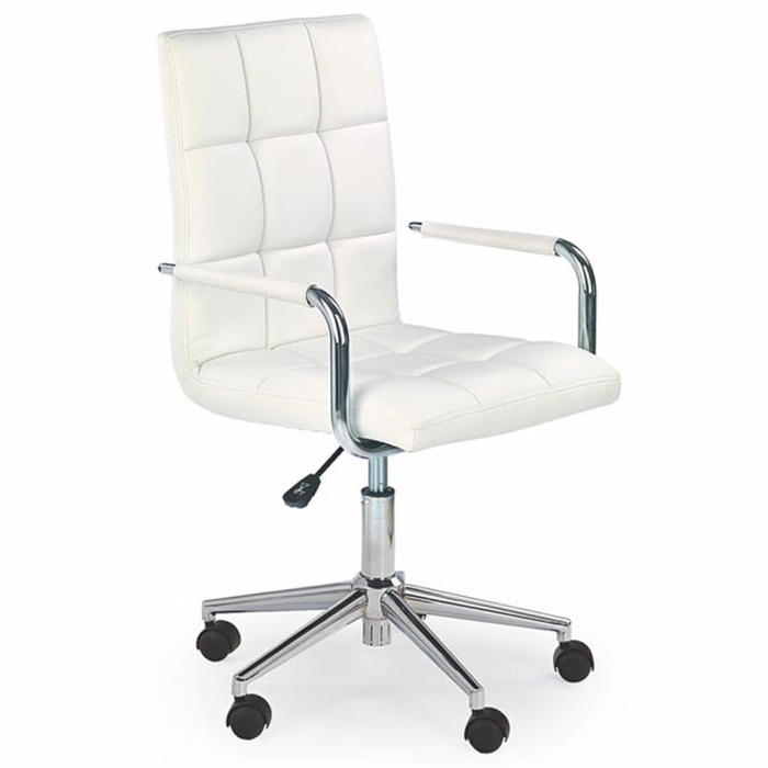 Fotel do biurka obrotowy młodzieżowy z ekoskóry biały GONZO 2