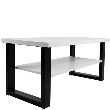 Industrialna biała ława z półką 120x60 LOFT NEW U