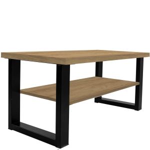 Industrialna ława z półką 120x60 cm hikora naturalna LOFT NEW U