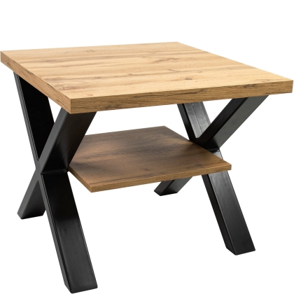 Industrialny Stolik kawowy 65cm dąb wotan LOFT NEW X