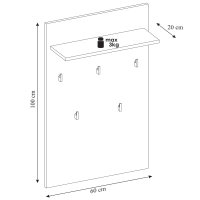 Wieszak ścienny do przedpokoju na ubrania 60x100cm dąb wotan PASSAT