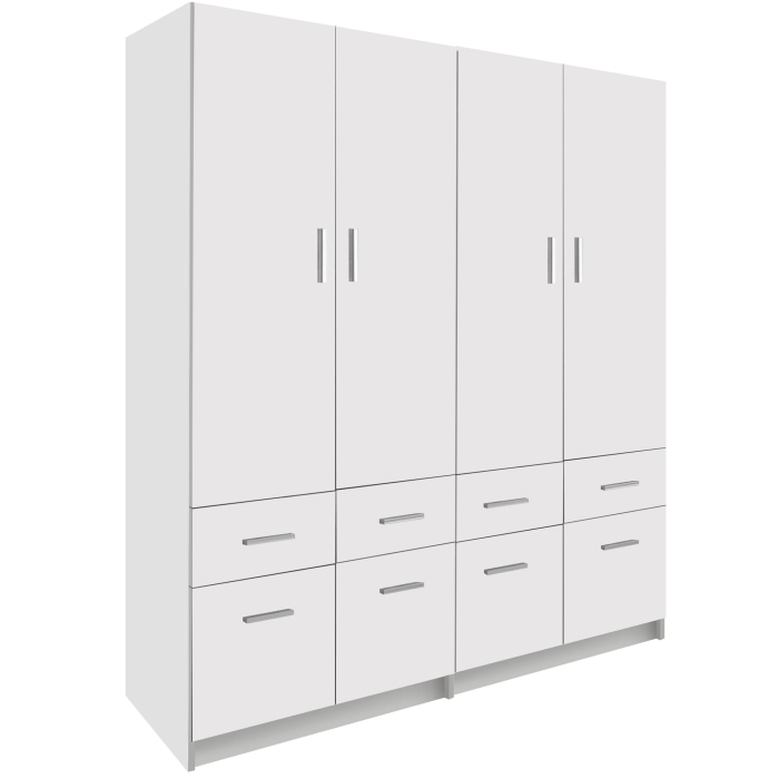 duża biała szafa do sypialni garderoby czterodrzwiowa z szufladami 180cm