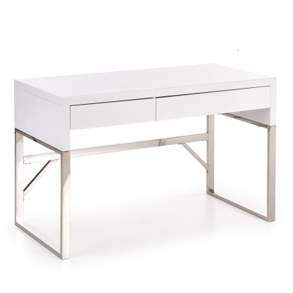 Biurko z szufladami biały połysk nogi chrom 120cm B32
