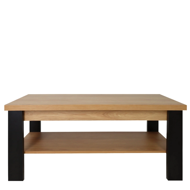 Ława do salonu z półką 120x60cm hikora naturalna/czarny OSTIA