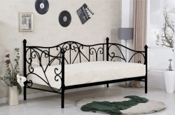 Łóżko metalowe czarne ze stelażem 90x200cm Diana