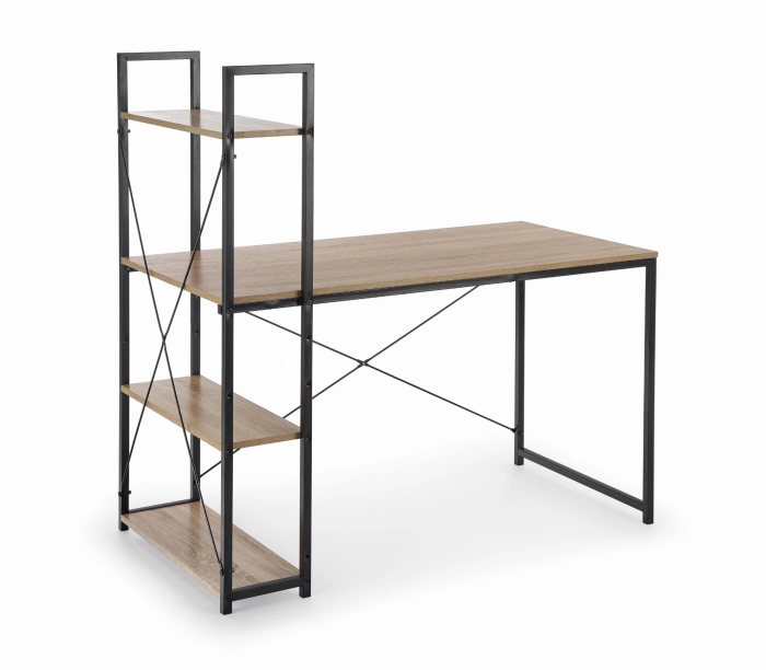 Industrialne biurko z półkami dąb sonoma/czarny 120cm Narvik