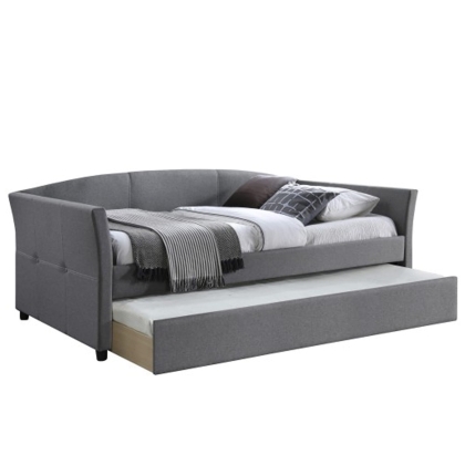 Tapczan dwuosobowy rozkładany szary 90x200cm SANNA