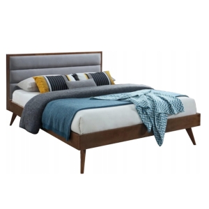 Łóżko tapicerowane na nóżkach szare orzech 160x200cm ORLANDO