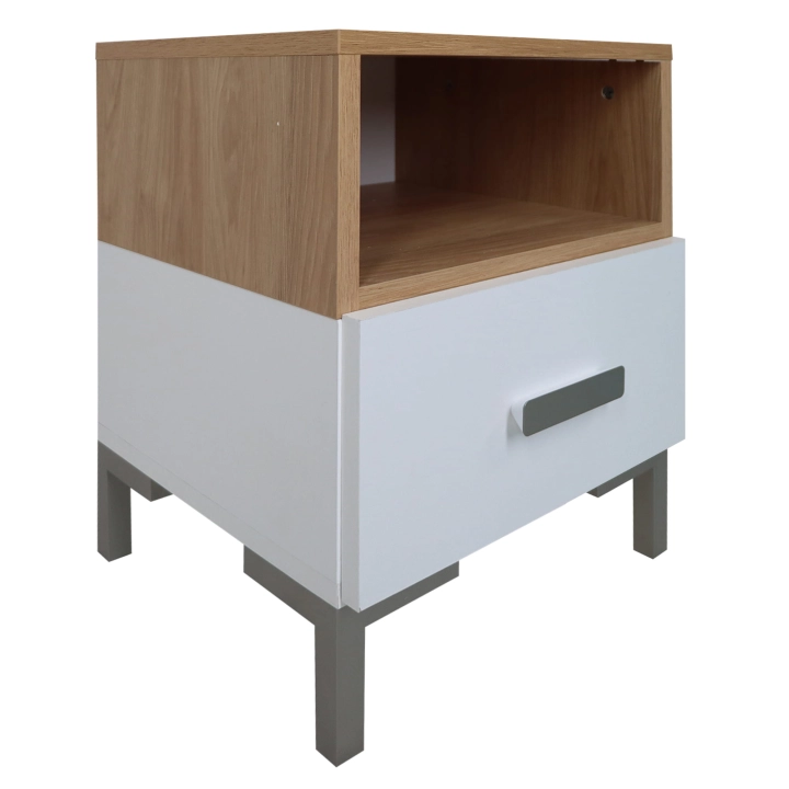 Biała szafka nocna z szufladą 40cm hikora naturalna SYLWIA