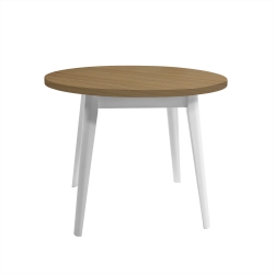 Stół okrągły rozkładany 100-140 KROKUS fornir dąb natura/nogi białe