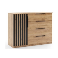 Komoda z lamelami dąb craft/czarny 120cm SORENTO