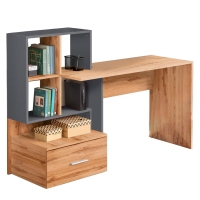 Biurko z dużą szufladą dąb wotan / antracyt 149cm Grosso