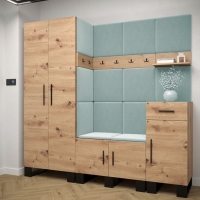 Panele ścienne tapicerowane welur miętowy 30x30 cm przedpokój.jpg