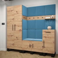 Panele ścienne tapicerowane welur morski 30x30 cm przedpokój.jpg