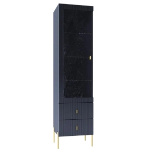 Witryna ryflowana lewa, czarna nogi złote 50cm OJSER03