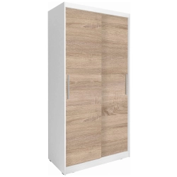 Szafa przesuwna dwudrzwiowa 107cm dąb sonoma / biała Fasty