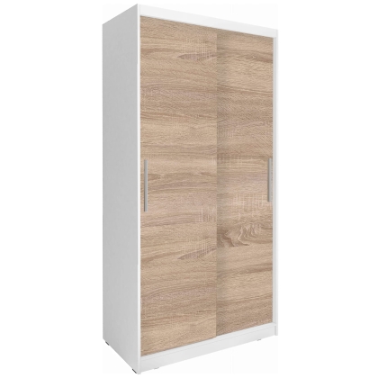 Szafa przesuwna dwudrzwiowa 107cm dąb sonoma / biała Fasty