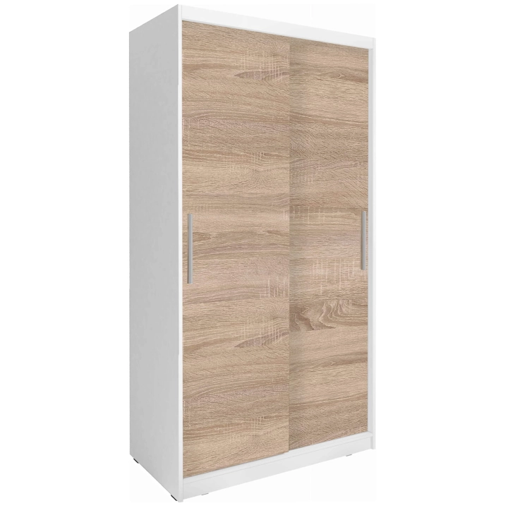Szafa przesuwna dwudrzwiowa 131cm dąb sonoma / biała Fasty