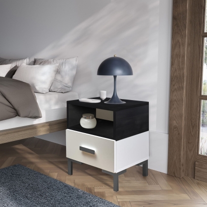 Biała szafka nocna z szufladą 40cm sosna norweska SYLWIA