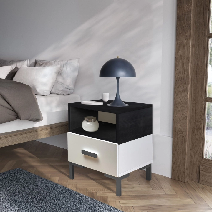 Biała szafka nocna z szufladą 40cm sosna norweska SYLWIA