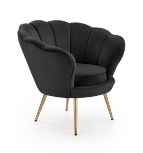 Fotel glamour wypoczynkowy do salonu czarny nogi złote AMORINO