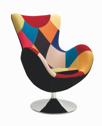 Fotel wypoczynkowy obrotowy w stylu patchwork BUTTERFLY