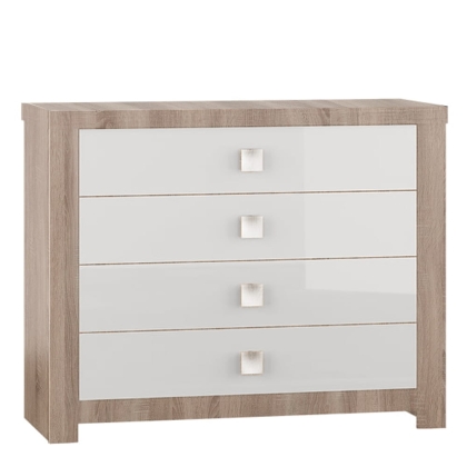 GSCAR006 komoda z szufladami trufla, biały połysk.jpg