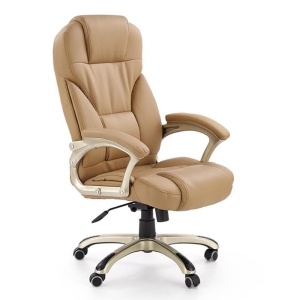 Fotel obrotowy do biura z ekoskóry beżowy DESMOND