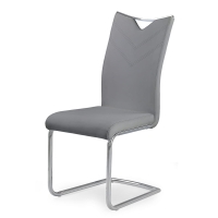 Krzesło na płozach do jadalni ekoskóra szare płoza chrom K224