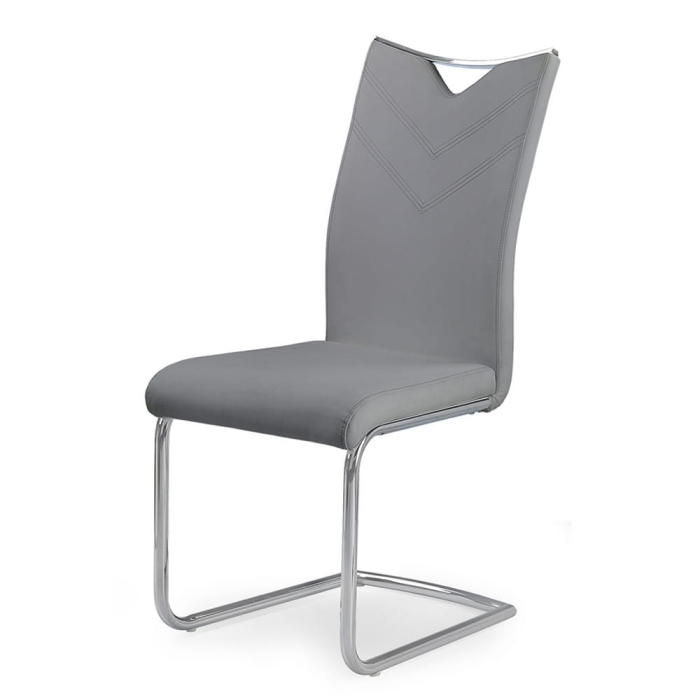 Krzesło na płozach do jadalni ekoskóra szare płoza chrom K224