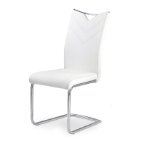 Krzesło na płozach do jadalni ekoskóra białe płoza chrom K224