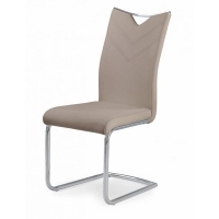 Krzesło na płozach do jadalni ekoskóra cappuccino płoza chrom K224
