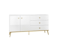 Komoda dwudrzwiowa z szufladami biały połysk 160cm MNGOL