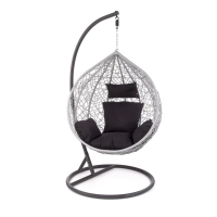 Fotel ogrodowy czarno biały kosz na łańcuchu wiszący HLEG.jpg