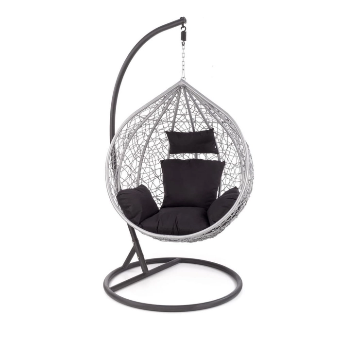 Fotel ogrodowy czarno biały kosz na łańcuchu wiszący HLEG.jpg