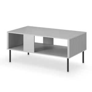 Ława RYFFELS popielata, ryflowana 110x60 cm