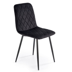 Krzesło tapicerowane K525 pikowane czarne nogi metalowe czarne 