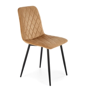 Krzesło tapicerowane K525 pikowane beżowe nogi metalowe czarne 