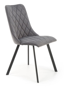 Krzesło tapicerowane popielate KARO nogi metalowe czarne