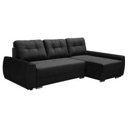 Narożnik czarny ANFUENA prawy z funkcją spania 250x151 cm 