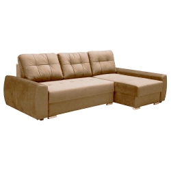 Narożnik brązowy ANFUENA prawy z funkcją spania 250x151 cm