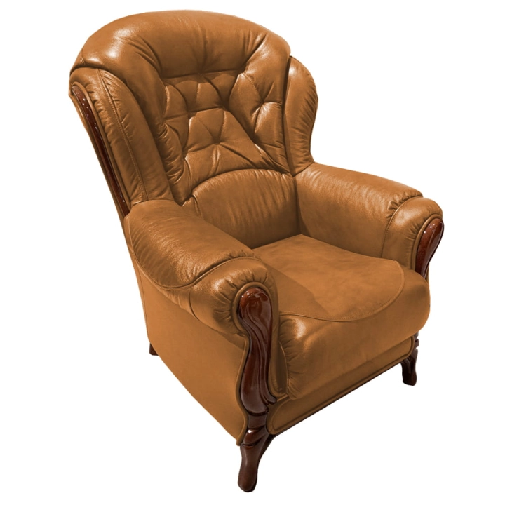 KevoLuxury Fotel skórzany pikowany drewno elegancki styl angielski a-250.jpg