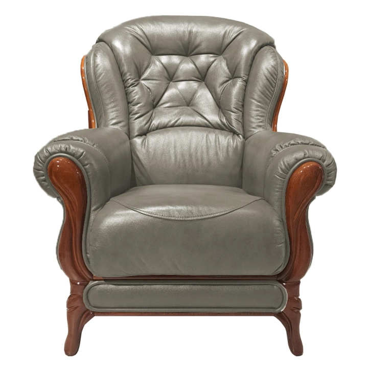 KevoLuxury Fotel skórzany pikowany drewno elegancki styl angielski toscana-040 front.jpg