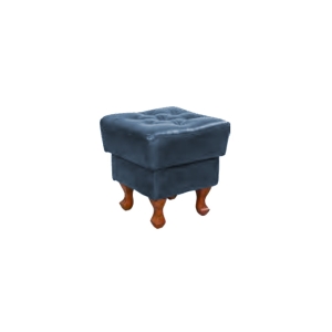 Pufa skórzana 45x45 pikowana KevoLuxury niebieska