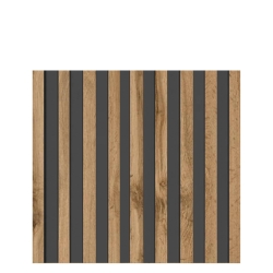 Front nadstawki szafy modułowej AGATA 37,5x38 cm dąb craft złoty / czarne lamele - wąski (S)