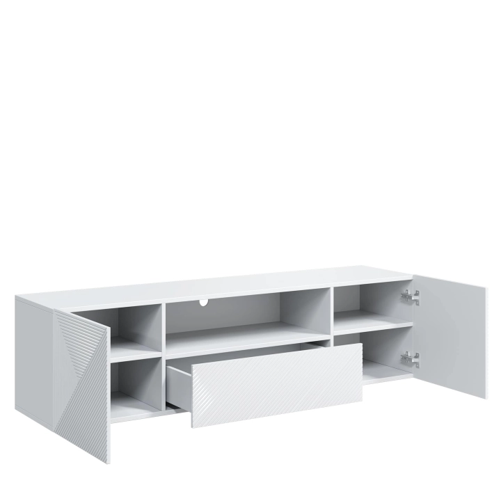 Szafka RTV 2D1S biały połysk wisząca 167x40cm BAASH BOK WNĘTRZE-min.jpg